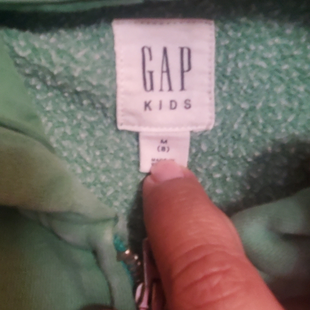GAP Kids Mint Green Zip Up Sweatshirt